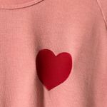 Aviator Nation Women's Heart Embroidery Relaxed Crew Sweatshirt in Pink Size XL Photo 2