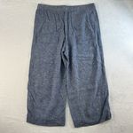 Terra & Sky  0X 14W Pants Linen Blend Cropped Wide Leg Culottes Blue Pull On Photo 8
