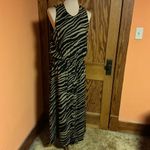 Vtg 80s tiger striped maxi dress Size 16 Photo 5