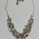 White House | Black Market  Layered Disc Bib Necklace Earrings Set silver gold tone Photo 0