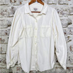 American Eagle 100% Cotton Cream Corduroy Oversized Shacket Size Medium White Photo 0