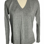 Lightweight V Neck Knit Long Sleeve Sweater 44PE Gray Photo 0