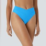 Halara  Blue High-Waisted Crossover Bikini Bottom Swimsuit Women’s Small NEW Photo 0