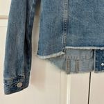 BLANK NYC Jean Jacket Raw Hem Distressed Destroyed Size XS Trucker Denim Coat Photo 9