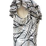 Apt. 9 Asymmetrical White/Black Leaf Print Ruffle One Shoulder Shift Dress Photo 3