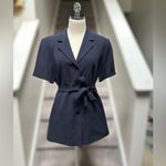 Talbots NEW Vintage 1994  Washed Silk Belted Shirt Jacket Blouse Navy Women’s 12 Photo 5