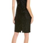 St. John ππ Sequin Tweed Knit Sleeveless Shift Dress Black Gold Metallic 10 NWOT Photo 2