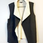 Madison & Lola Faux Suede Black Vest w/ Faux Shearling Lining Open Front 2X NWOT Photo 0