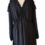 Nicole Miller  Black Ruffle Cold Shoulder Long Sleeve Dress Photo 0