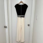 DKNY | NWT Black Cream Colorblock Wide Leg Belted Cap Sleeve Jumpsuit, Size 10 Photo 2