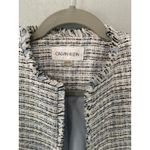 Calvin Klein Tweed Fringe Collarless Blazer Jacket Women's Size Medium Photo 2