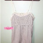 Macy's Vertical Striped Navy Lace Mesh Empire Waist Babydoll Flowy Sleeveless Tank Top Photo 0