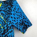 Jamie Sadock Womens Small Short Sleeve Top Blue Golf Animal Print Neon 1/4 Zip Photo 5