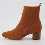 Joie  Revolve Neely Sock Ribbed Ankle Booties Sz 8.5 Chestnut Brown Block Heel Photo 0