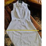 Liz Claiborne Cotton Navy Blue and White Pin Striped Button down dress Size L Photo 8