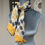 Vintage scarf navy blue gold yellow polka dots headband neck tie Photo 1