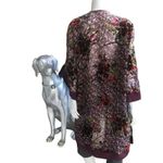 Band of Gypsies  Floral Velvet Open Front Robe Cardigan Women's Size XS/S Photo 2