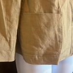 DKNY  Tan Linen Blend Hook Closure 4 Pocket Collarless Blazer Small Preppy Classy Photo 5
