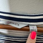 Athleta Tulip Striped Ruched Dress Navy & Cream sleeveless ruched comfort small Photo 5