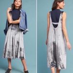 Maeve  Anthropologie Monique Gray Crushed Velvet Crop Wide Leg Jumpsuit Small Photo 7