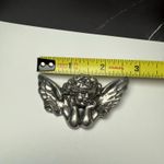 Winged Cherub Angel Brooch Pin Pewter Color Silver Tone Photo 2