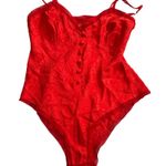 Victoria's Secret Vintage Red Bodysuit Medium Teddy Lingerie Gold Label Buttons Photo 0