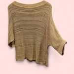 Chico's Cute Chico’s chunky golden flax open weave batwing sweater 3/4 sleeve metallic Photo 1