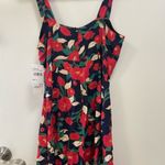 All in Favor  small rose tie front romper floral fushia and black Photo 3
