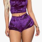 Popular 21 dolls kill purple velour velvet crushed lounge low rise shorts Photo 2