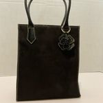 Victoria's Secret Black Handbag with Faux Leather Flower Keychain Small Photo 1