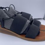 Lucky Brand black leather wraparound ankle tie sandals women Size 6 1/2M Photo 4