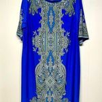 Studio One  NY Paisley Midi Dress Sheath Blue Stretchy Boho Fairy Woman Plus 2X Photo 0