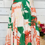 Sweet Lemon Womens Floral Tiered Midi Skirt Multicolor Size Large NWT Pink Photo 0