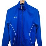 Under Armour  Pregame Woven Jacket Coat Full Zip Up Athletic Loose Fit Blue Small Photo 2