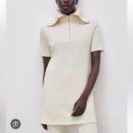 ZARA  Sweater Dress Ivory Short Sleeves Quarter Zip Ribbed Knit Size Size M Photo 1