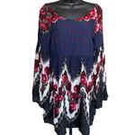 Free People  Free Falling Tapestry Dress Sz S Navy Red Boho Indie‎ Sleeze Photo 1
