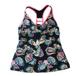 N Tankini Top V Neck Racerback Cutouts Paisley Black Colorful M Size M Photo 0