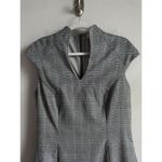 Neiman Marcus Neiman‎ Marcus Women's Gray Plaid Stretch Cap Sleeve Sheath Dress Size Large Photo 4