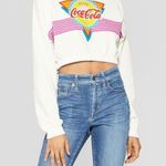 Coca-Cola  NWT white cropped graphic pullover crew neck sz XXL 24” p2p Photo 0