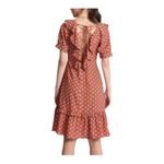 Molly Bracken Fit & Flare Dress Red White Abstract Scoop Neck Ruffle Hem XS Photo 1