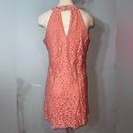 Candie's  lace halter mini dress beaded detail woman’s size small dark pink coral Photo 2