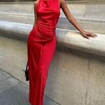 ZARA dress Maxi  Red satin Lingerie Fitted wedding Party Photo 3