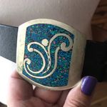 Alpaca Mexico belt buckle with stone inlay Blue Photo 2