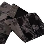 Black & Gray Vintage Velvet Design Scarf Accessory Womens One Size Floral Detail Photo 0