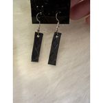Blue Diamond Embossed Southwest Handmade Leather Dangle Earrings Black Photo 2