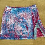 Diesel  - O-Hopla Foil Effect Mini Skirt in Blue & Pink Photo 0