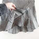 H&M Wrap Front Ruffle Hem Gingham Mini Skirt Black White 6 Photo 8