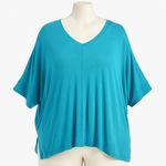 Laurie Felt Los Angeles Top Womens XL 1X Teal Modal Blend‎ Oversized Slouchy Blue Photo 0