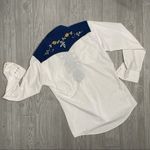 Vintage rio grande western style cowgirl button up long sleeve rodeo shirt med Blue Photo 5