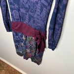 Desigual  Fabiola dress long sleeve maroon tie waist v-neck pattern v-neck small Photo 3